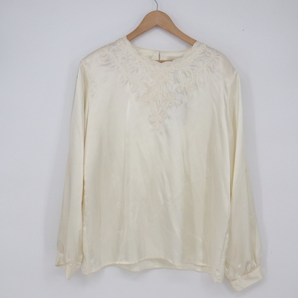 Voir Collection Blouse Womens 20W Holiday 84340 Eggshell Embroidered NWT Flaw